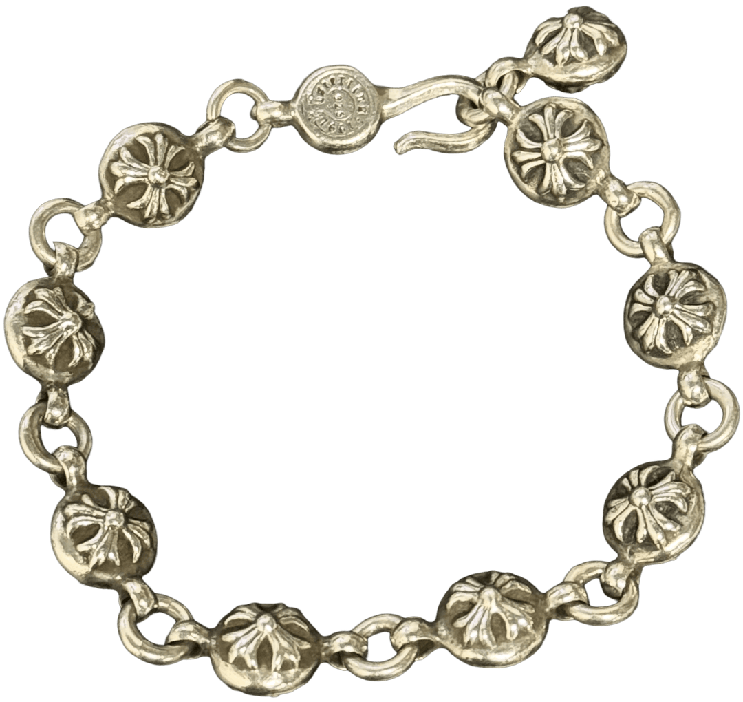 Chrome Hearts 'Crossball' 9 Link Silver Bracelet