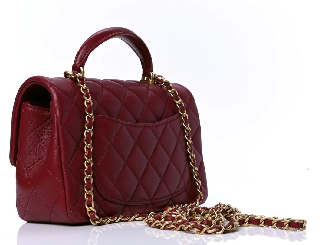 Chanel 'Burgundy' Light Gold Hardware Lambskin Mini Bag