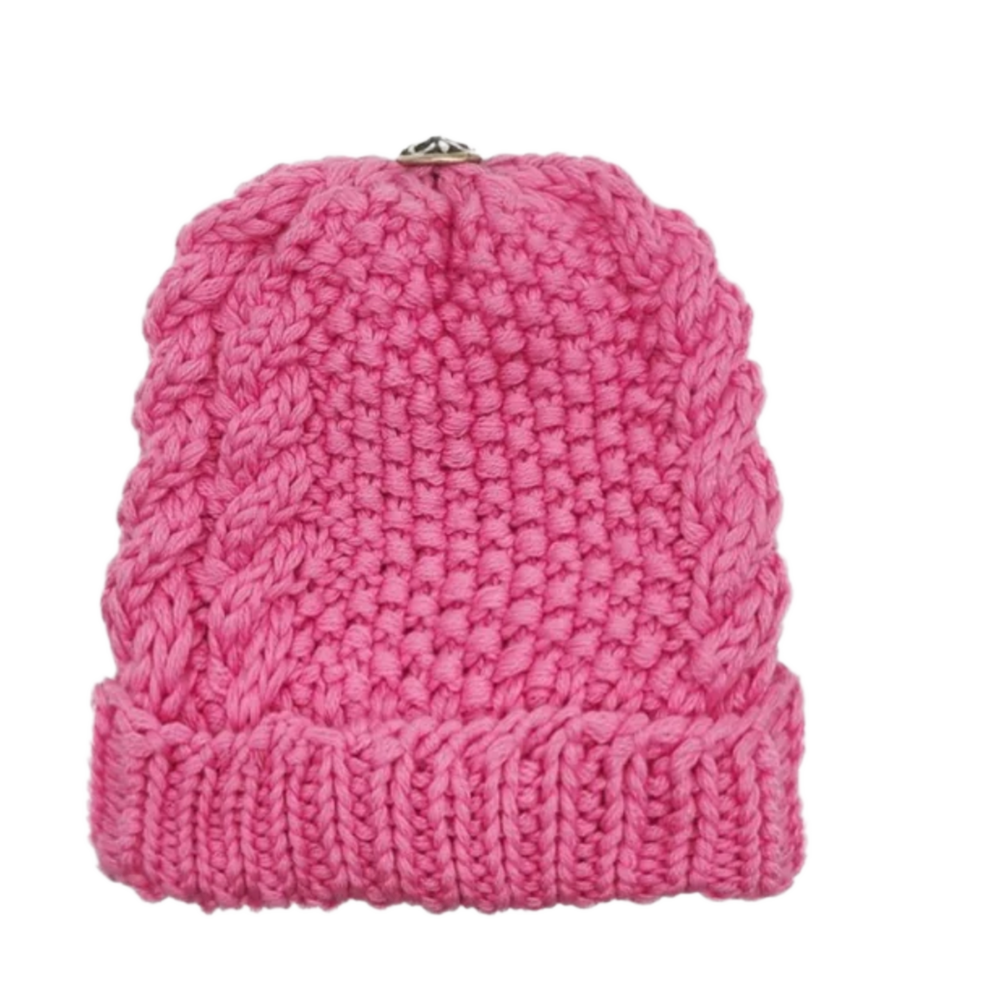Chrome Hearts 'Cross Patch' Cashmere Pink Kids Beanie