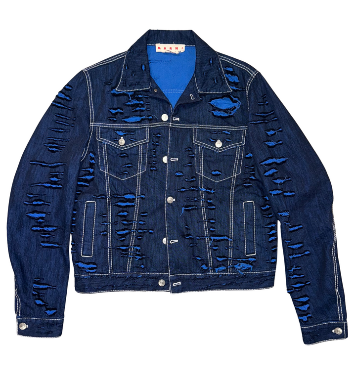 Marni 'Blue' Destroyed Jean Jacket