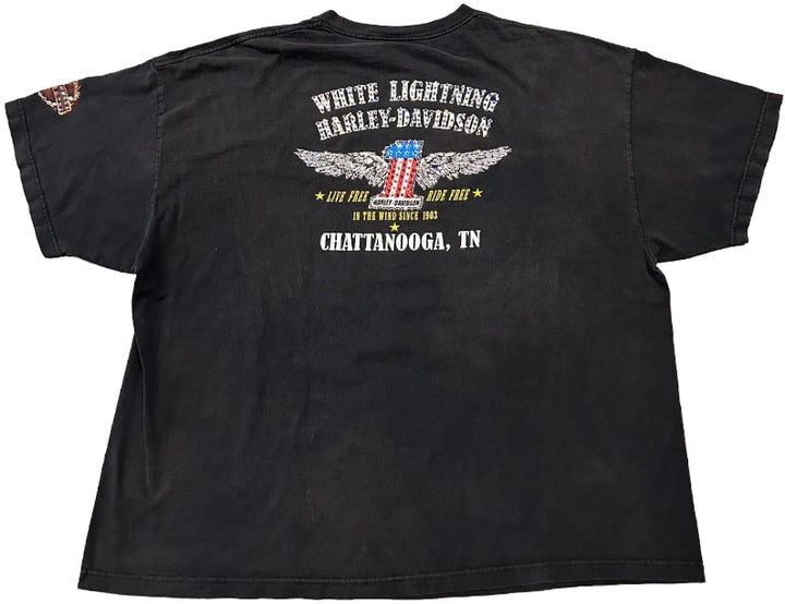 Harley Davidson 'White Lightning' Vintage Rhinestone Tee