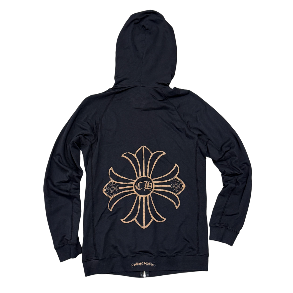 Chrome Hearts 'Brown Plus Cross' Black Vintage Zip Up Hoodie