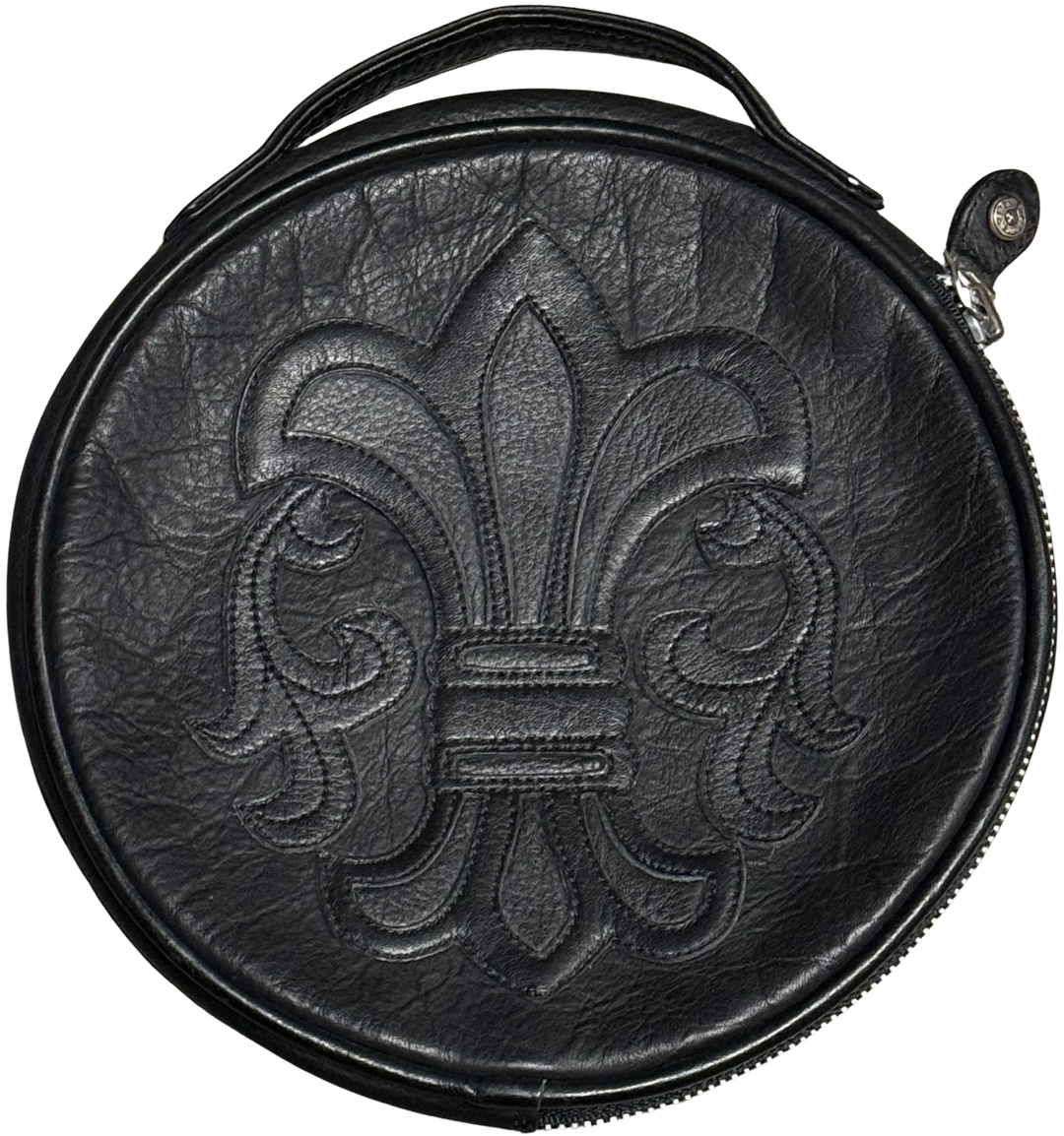 Chrome Hearts 'Black' Fleur De Lis Leather Cable Case