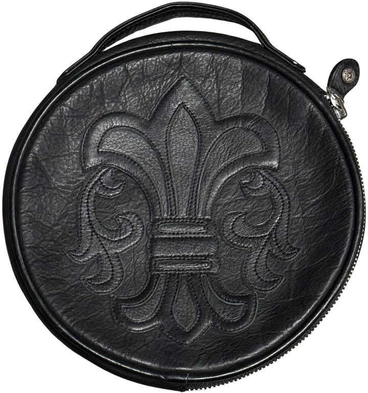 Chrome Hearts 'Black' Fleur De Lis Leather Cable Case