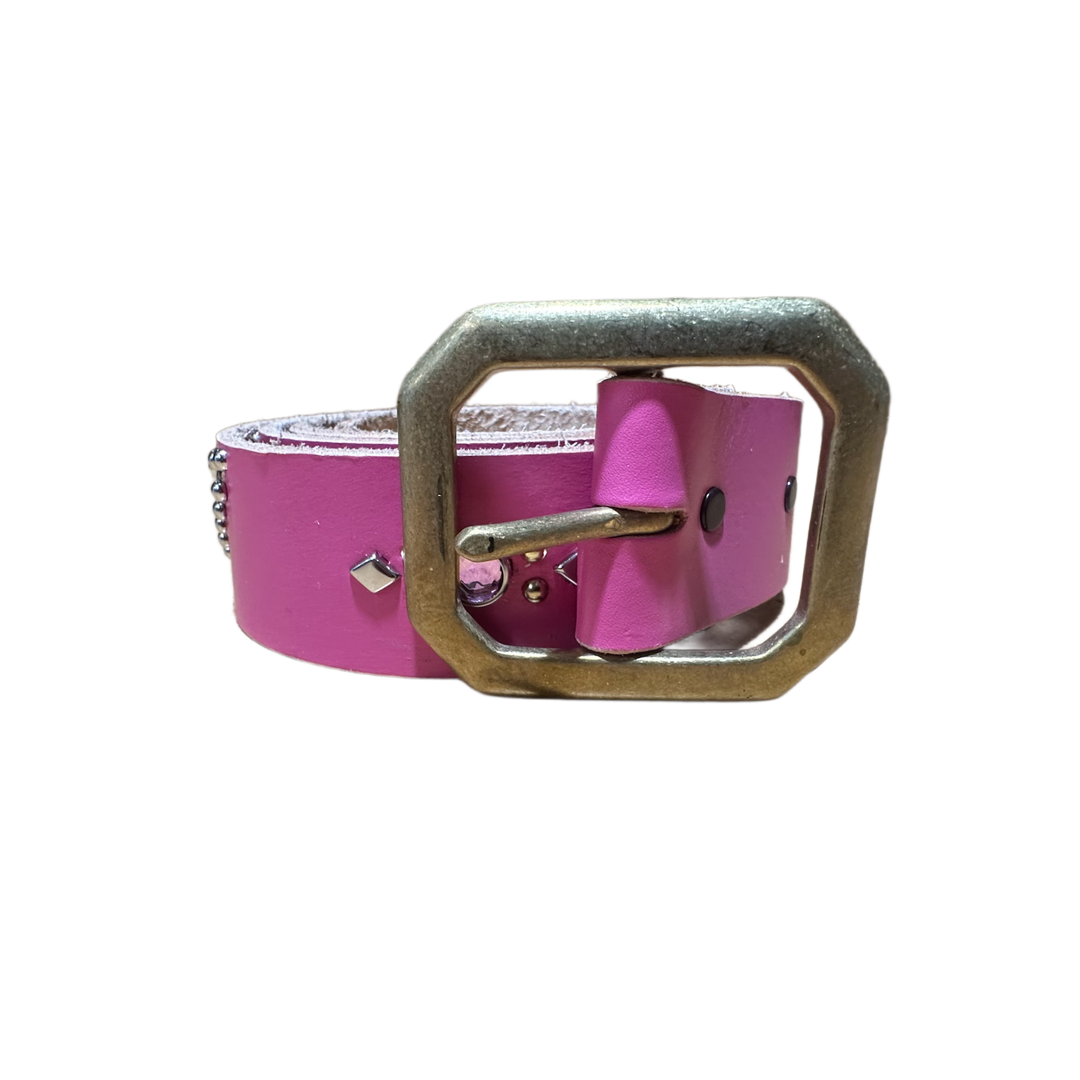 Studded 'Multi Color Snakeskin Spider Gem' Pink Belt