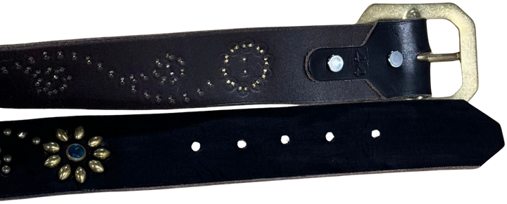 Studded 'Red Gem Flowers' Harley Davidson Belt