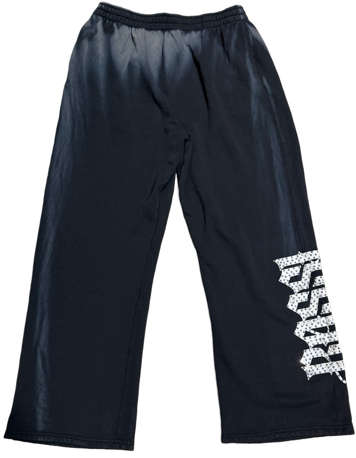 Bossi 'Flame' Washed Black Rhinestone Sweatpants
