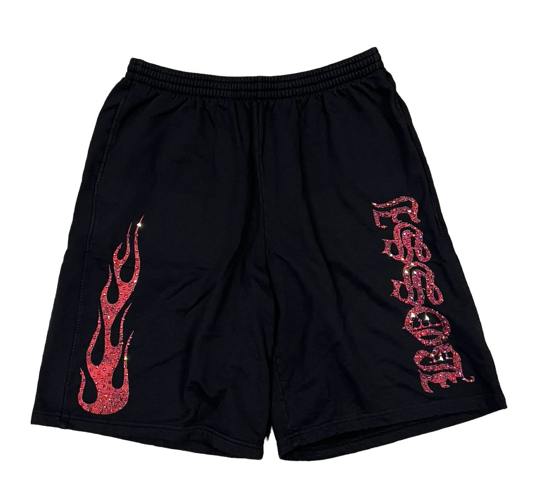Bossi 'Red Flame' Black Shorts