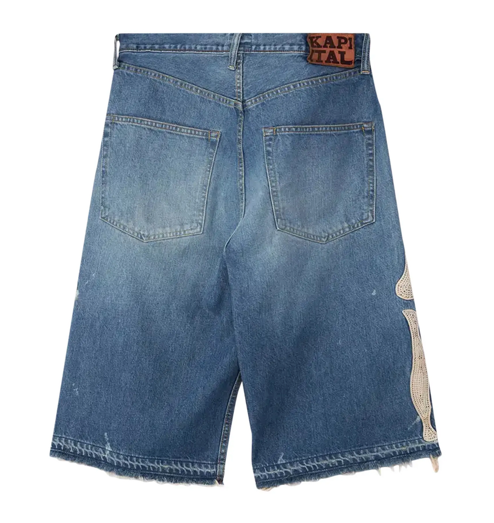 Kapital 'Bone' Blue Denim Shorts