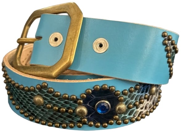 Studded 'Blue Gem Snakeskin' Blue Belt