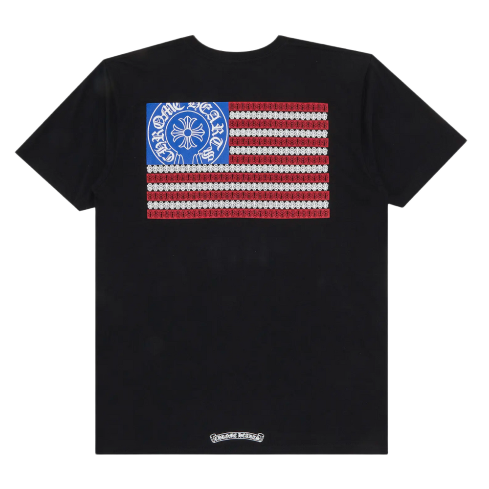Chrome Hearts 'Black'  American Flag Horseshoe Pocket Tee