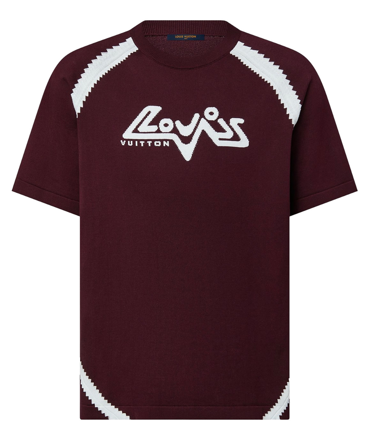 Louis Vuitton 'Burgundy' Intarsia Cotton Knit Crewneck Tee