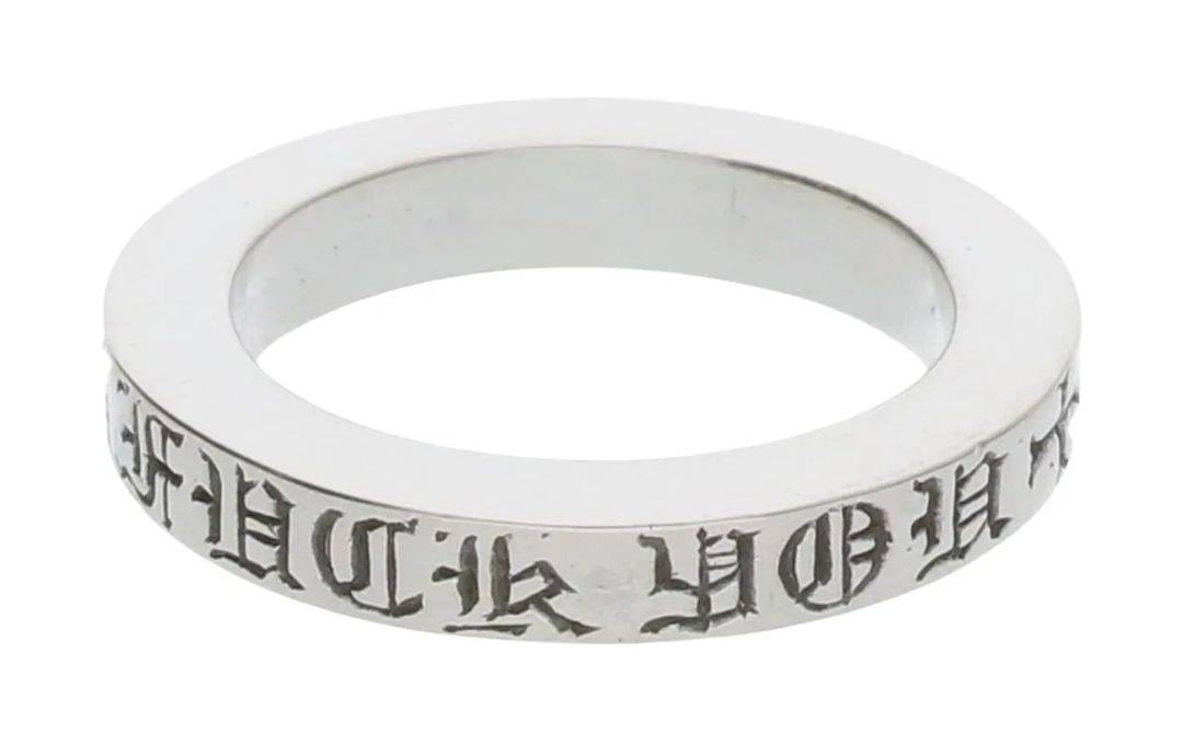 Chrome Hearts 'Fuck You' Silver 3mm Spacer Ring
