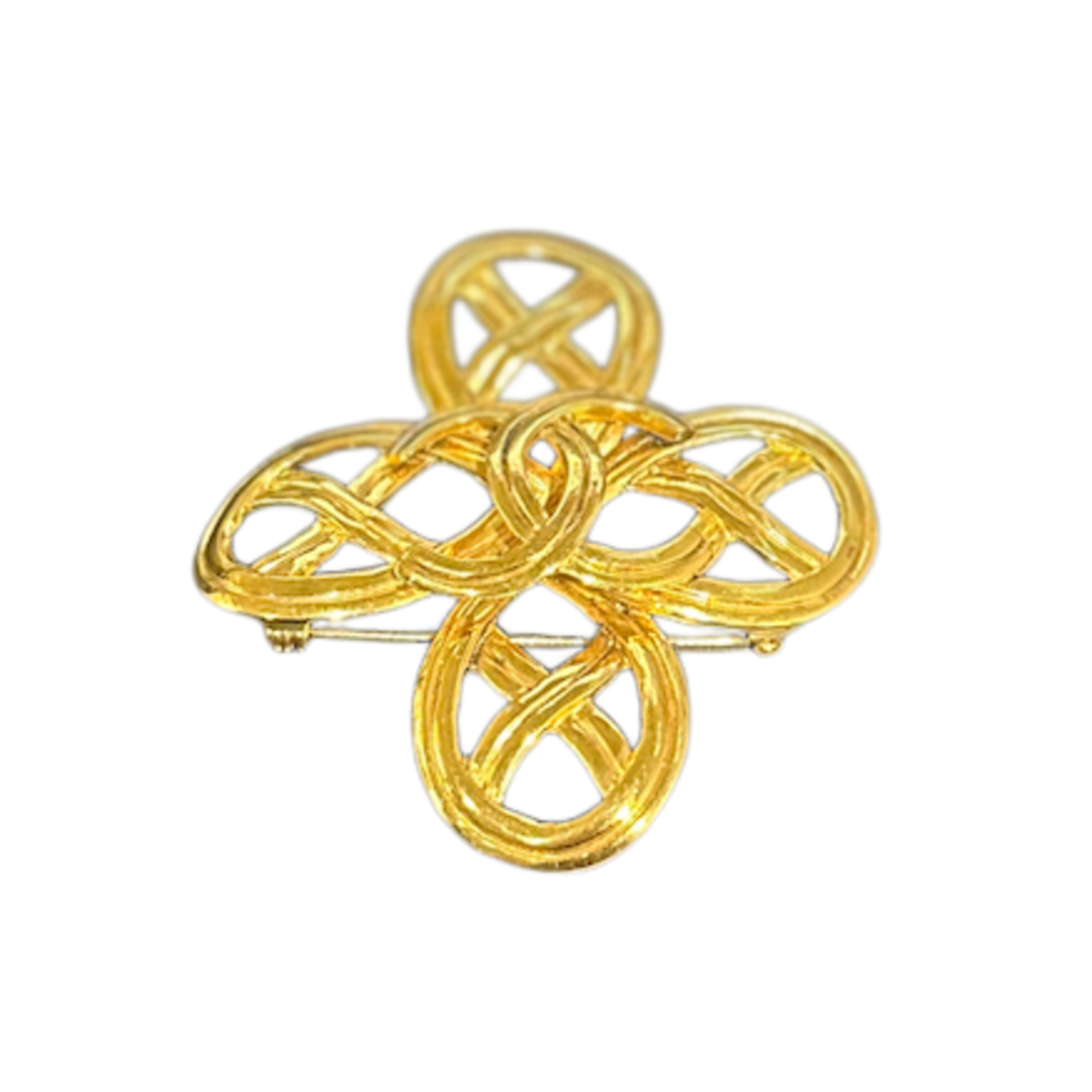 Chanel 'Gold-Tone' Interlocking CC Logo 4 Petal Broach