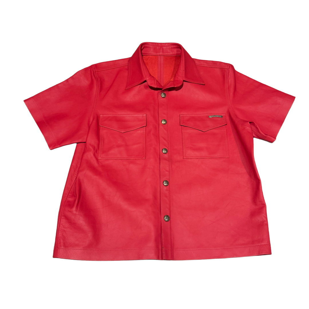 Chrome Hearts 'Red' Leather Button Up Shirt
