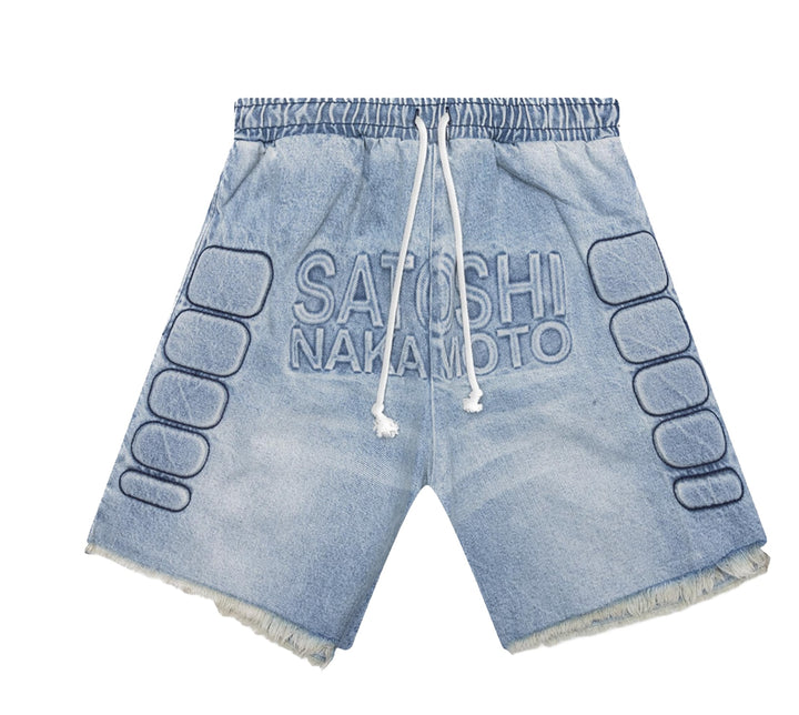 Satoshi Nakamoto 'Blue Denim' Moto Shorts