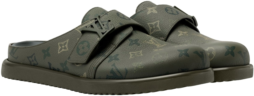Louis Vuitton 'Khaki Green' Mule Slippers