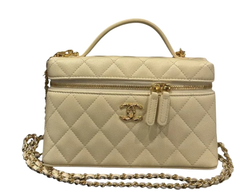 Chanel 'Light Beige' Top Handle Long Vanity Case