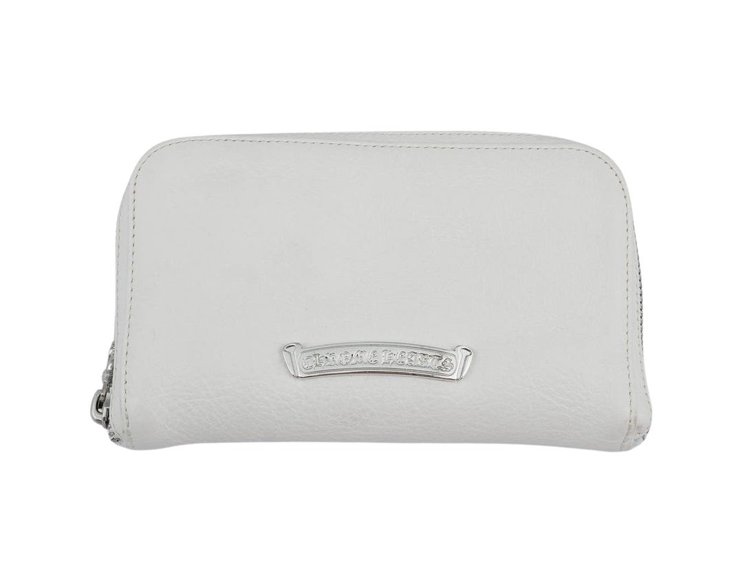 Chrome Hearts 'White Scroll' Leather Zip Wallet