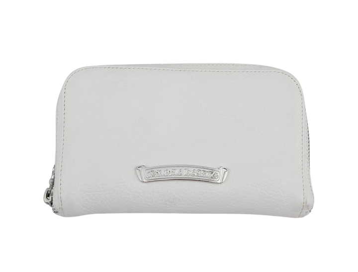 Chrome Hearts 'White Scroll' Leather Zip Wallet