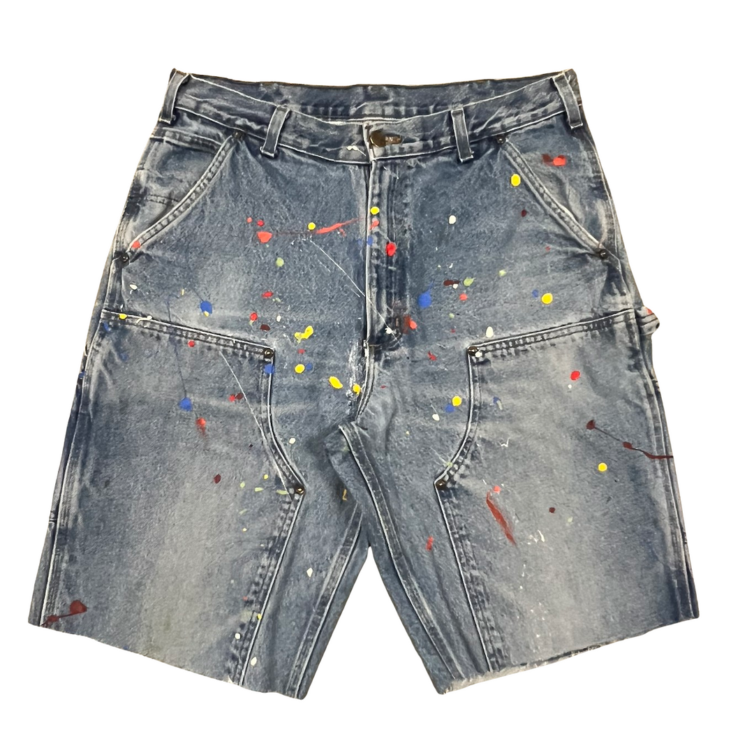 Carhartt 'Paint Splatter' Blue Jean Shorts