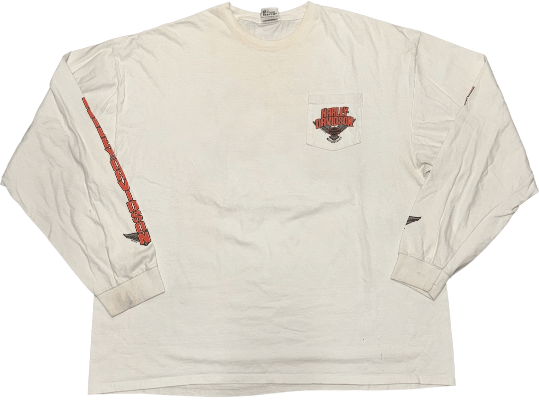 Harley Davidson 'Owens' White Vintage Longsleeve Tee