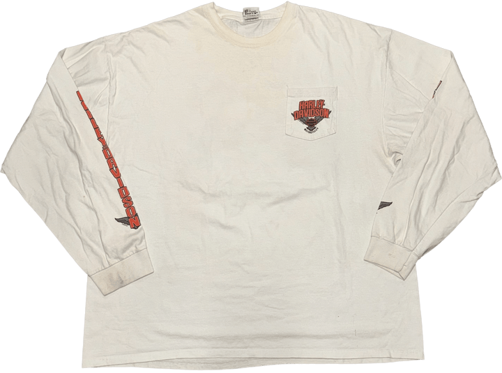 Harley Davidson 'Owens' White Vintage Longsleeve Tee
