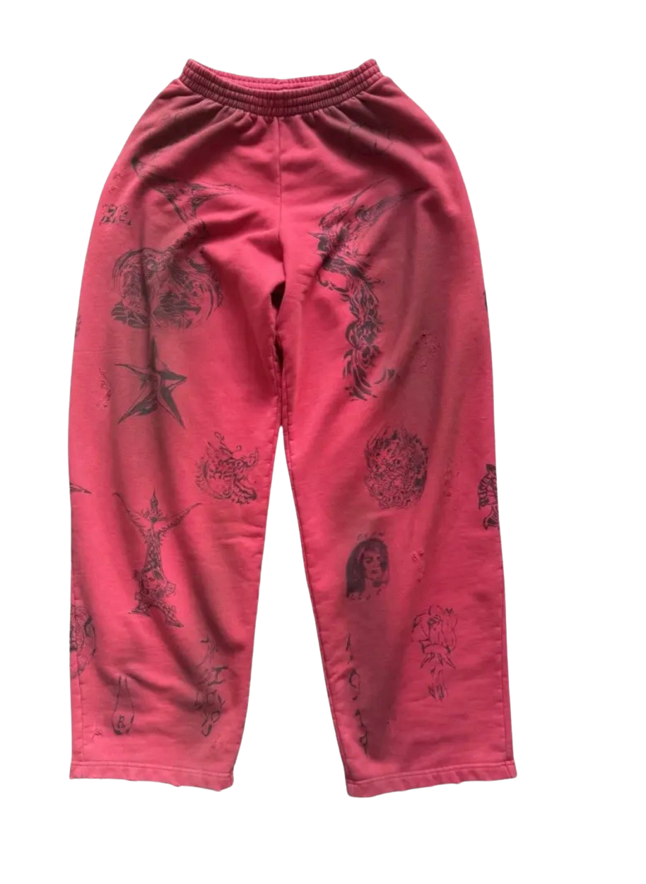 Balenciaga 'Tattoo' Red Sweatpants