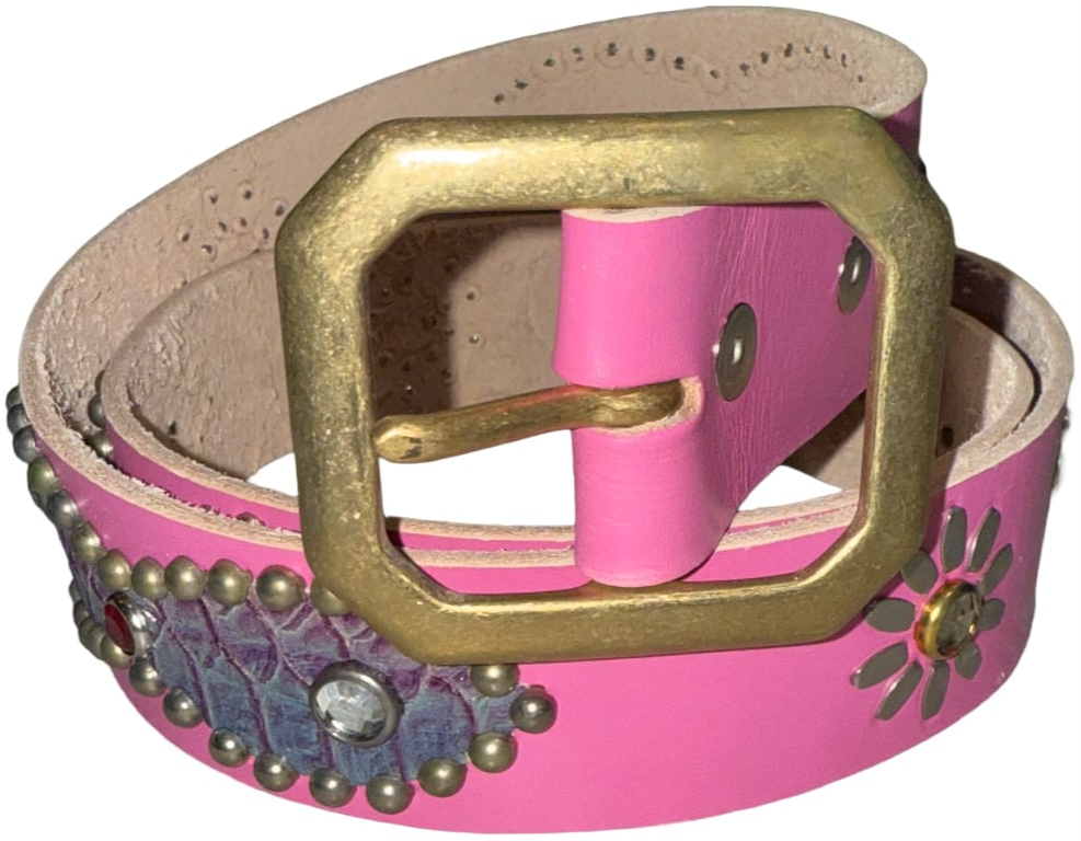 Studded 'Alligator Skin/Snakeskin Sun' Pink Belt