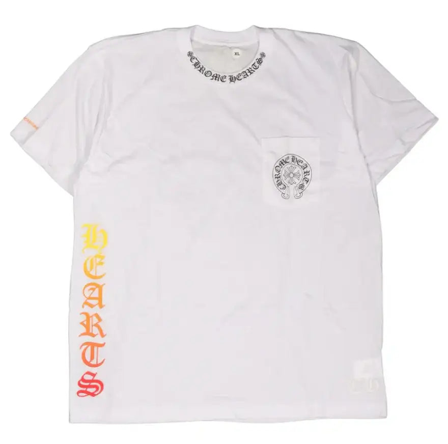 Chrome Hearts 'Collar Logo' Horseshoe Pocket Gradient Vertical Logo Tee