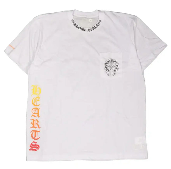 Chrome Hearts 'Collar Logo' Horseshoe Pocket Gradient Vertical Logo Tee