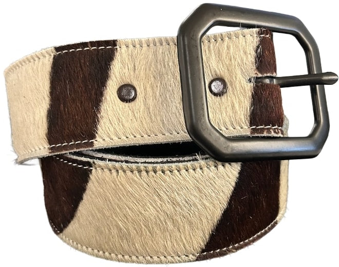 Brown/White Cowhair Belt