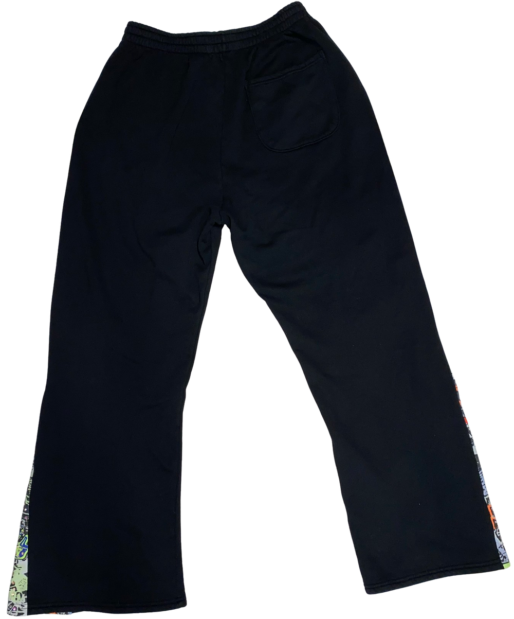 Bossi 'Graphic' Rhinestone Black Flare Sweatpants