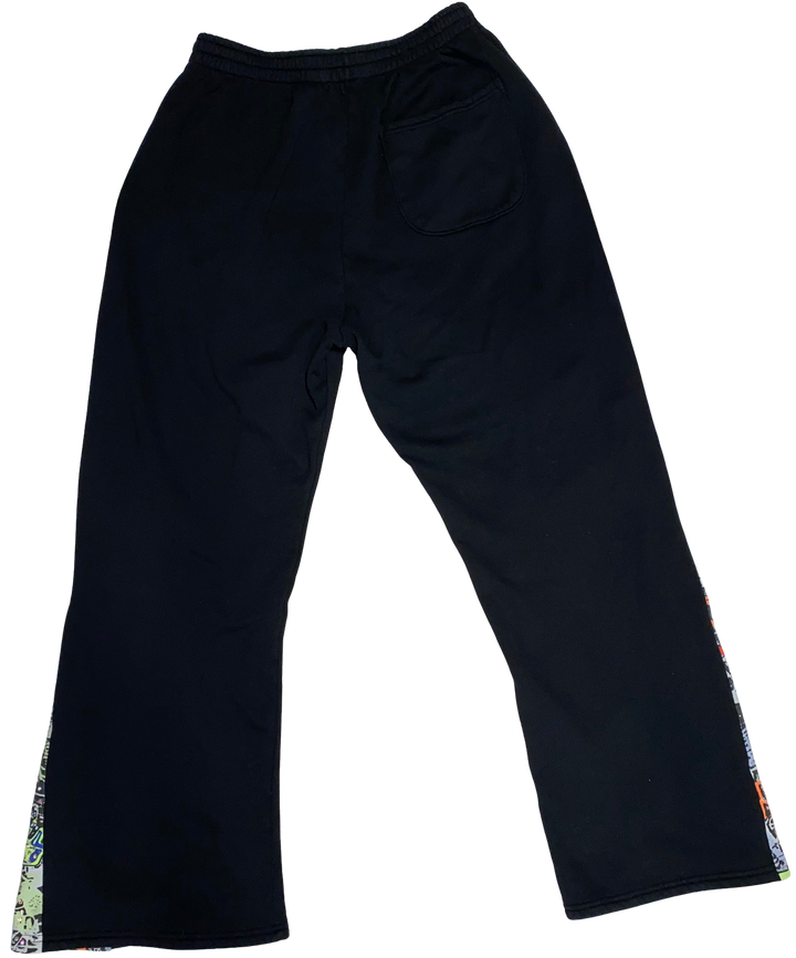 Bossi 'Graphic' Rhinestone Black Flare Sweatpants