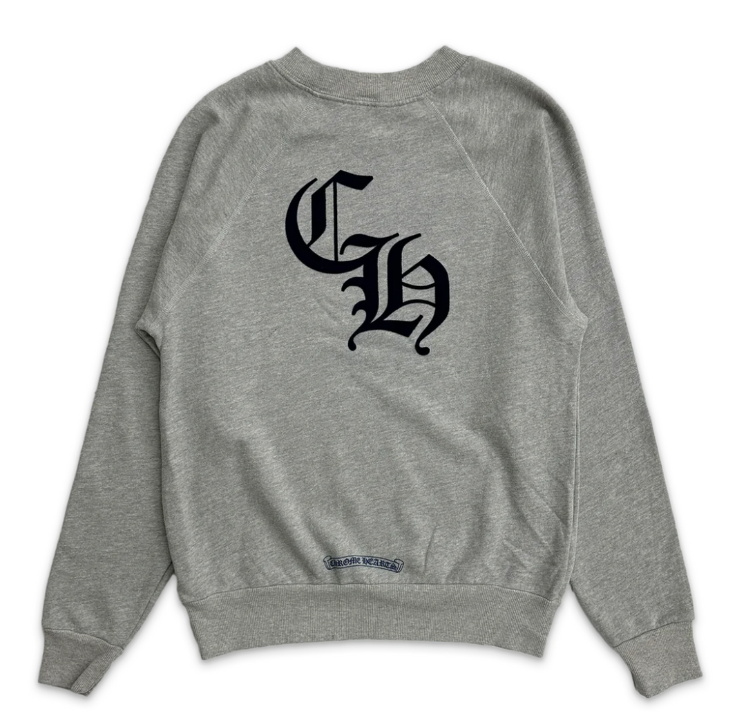 Chrome Hearts 'Grey' Velvet CH Triple Cross Crewneck