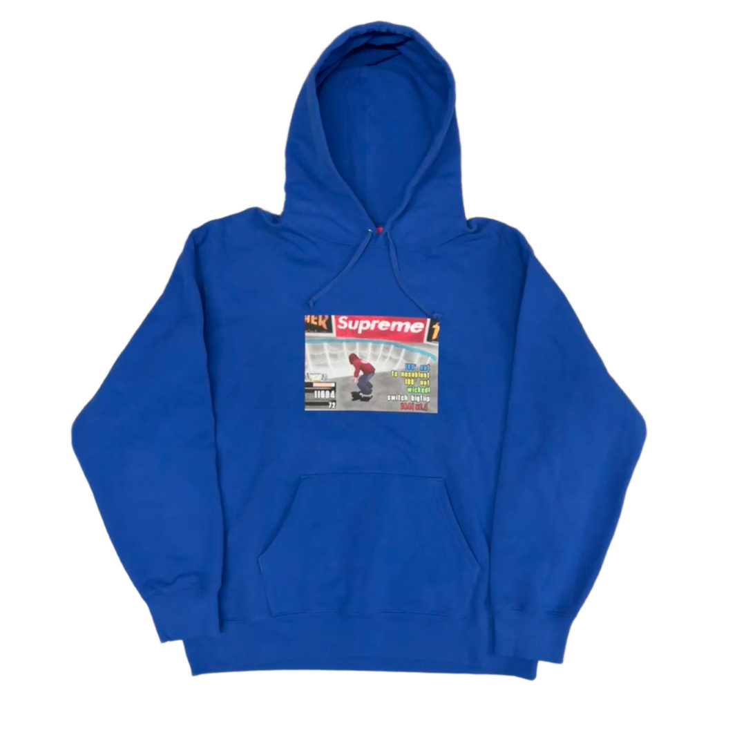 Supreme x Thrasher 'Skateboard Game UI Overlay Blue' Hooded Sweatshirt