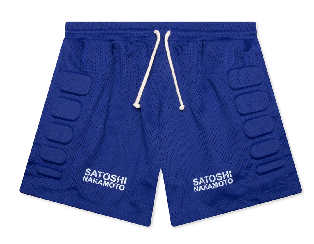 Satoshi Nakamoto 'Moto' Blue Mesh Shorts