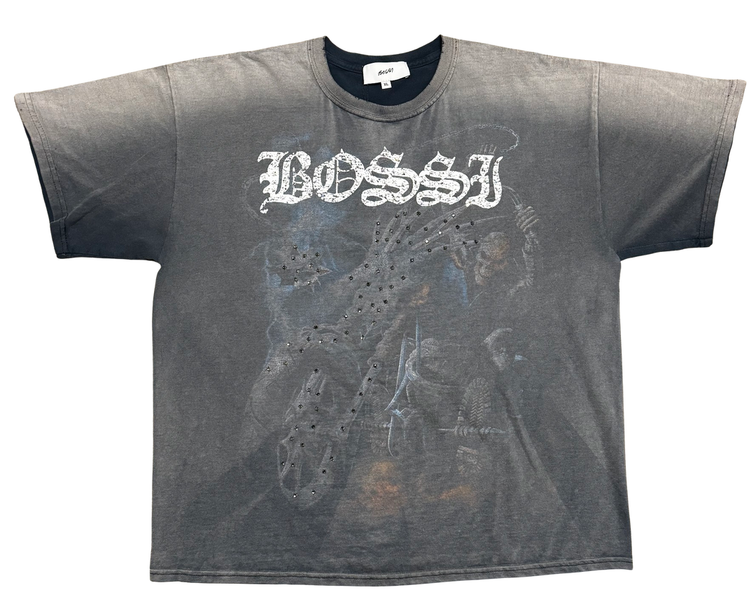 Bossi 'Ghost Rider' Black Rhinestone Tee