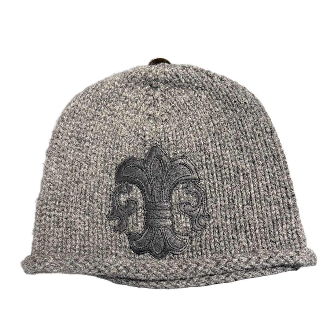 Chrome Hearts 'Le Fleur Leather Patch' Grey Cashmere Beanie