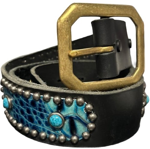 Studded 'Turquoise/Marine Aligator' Belt