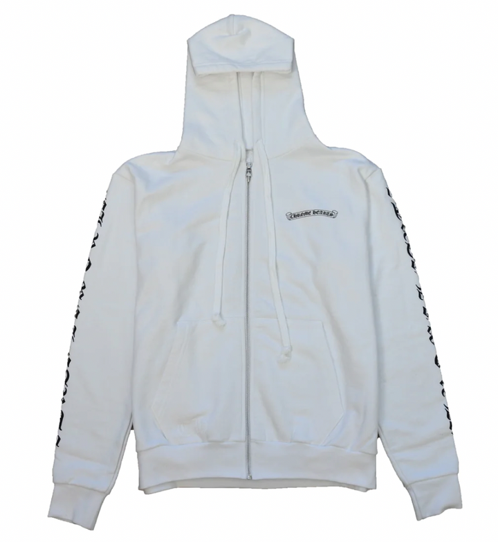 Chrome Hearts 'Scroll Logo' White Zip Up Hoodie