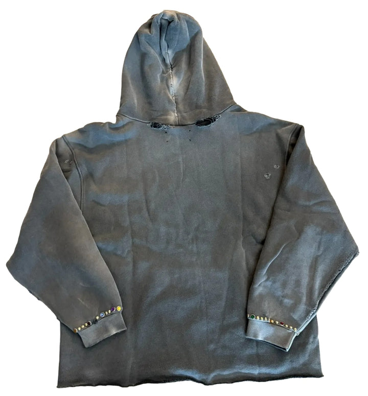 Satoshi Nakamoto 'Destructo' Studded Washed Black Hoodie