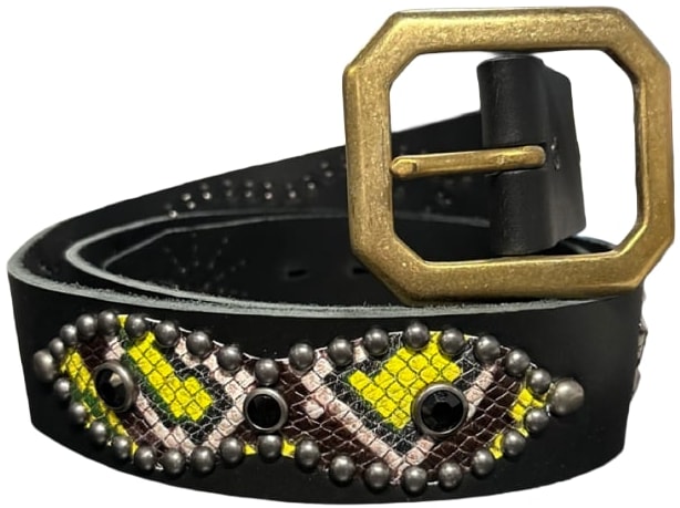 Studded 'Inifinity Brown/Yellow Green' Belt
