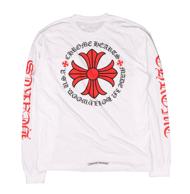 Chrome Hearts 'Red Plus Cross' Hollywood White Longsleeve Tee