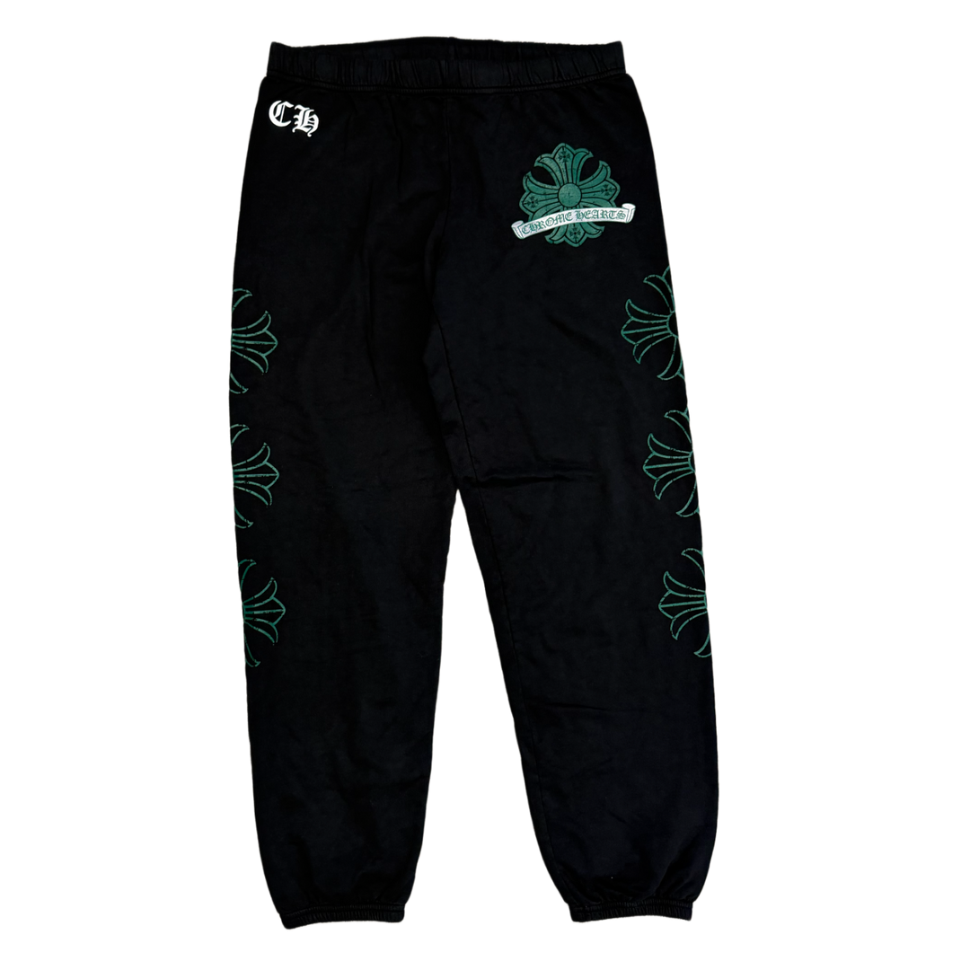 Chrome Hearts 'Green Crossball' Black Sweatpants