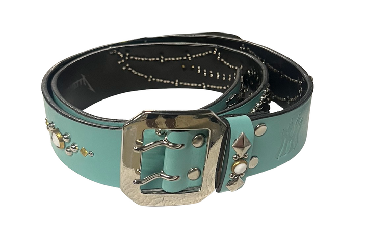 Mannahatta NYC 'Turquoise Cow Hair' Studded Belt