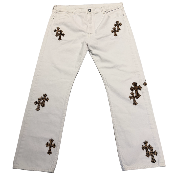 Chrome Hearts Levi's 501 'Leopard Cross Patch' Patch Jeans