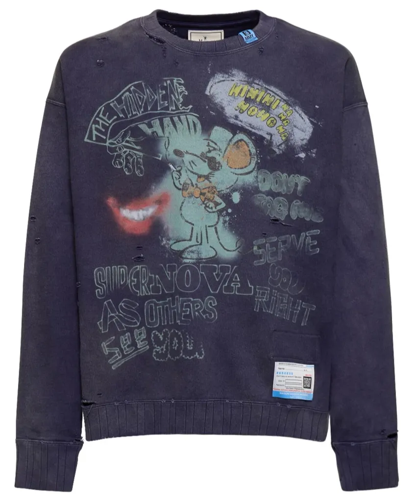 Maison Mihara Yasuhiro 'Supernova Mouse' Blue Crewneck
