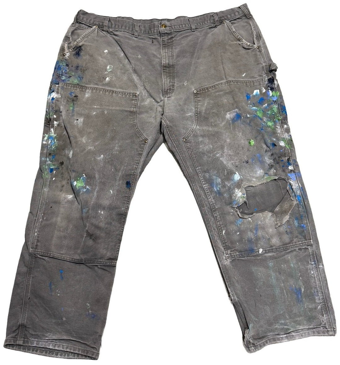 Carhartt 'Multicolor Paint' Distressed Double Knee Vintage Grey Work Pants