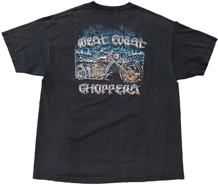 West Coast Choppers 'Blue Flame Chopper' Rhineston Vintage Tee